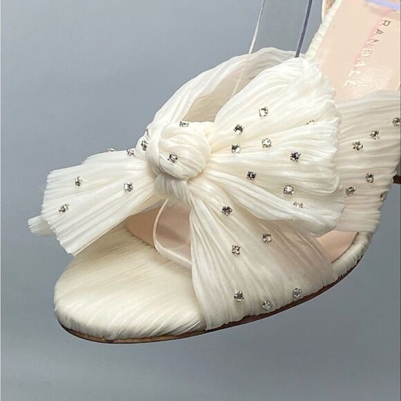 Loeffler Randall Camellia Pearl Rhinestone Bow Heel Sandals size 6.5 - Picture 7 of 13